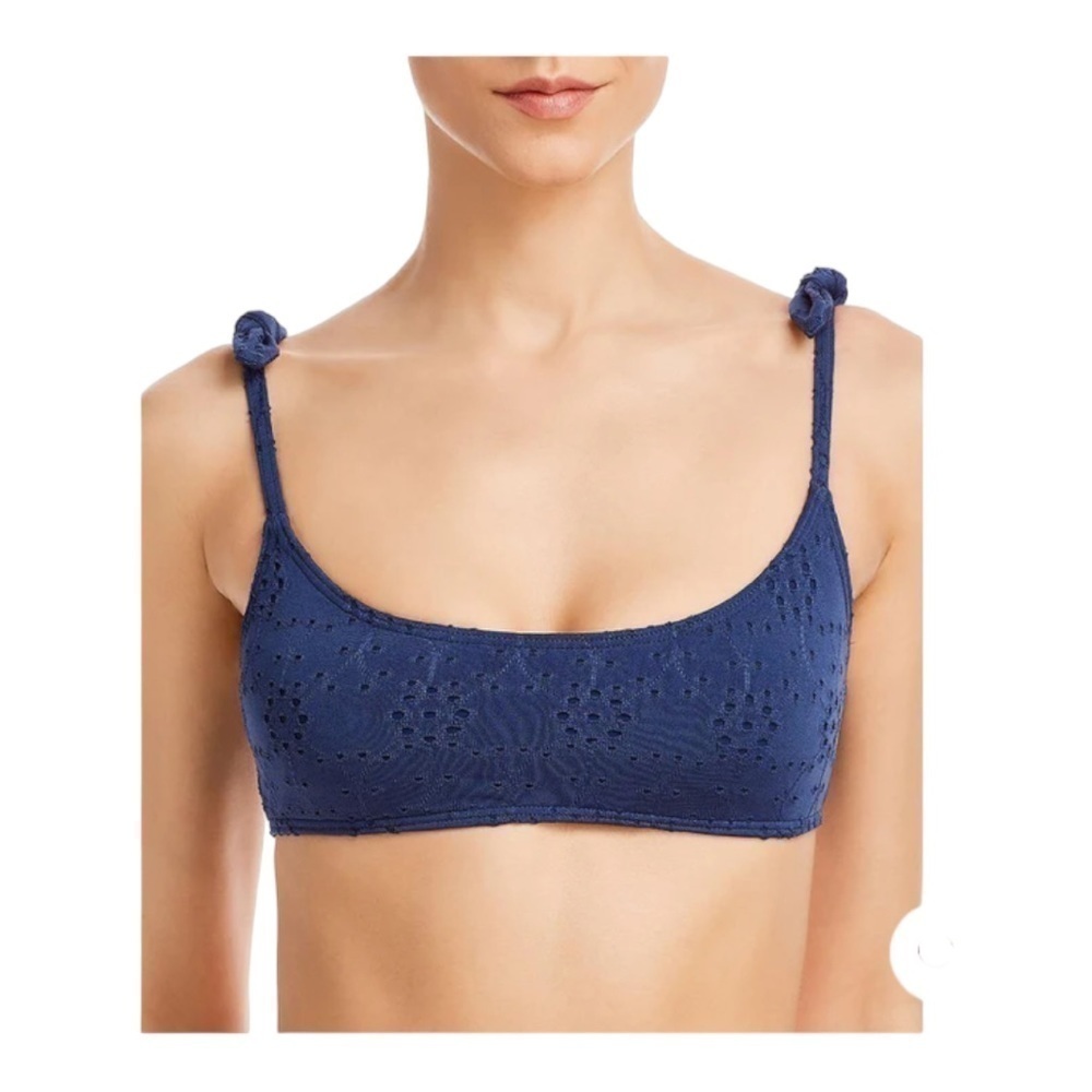 Aqua Eyelet Square Neck Bikini Swim Top NWT